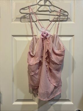 Blush Ruffle Chiffon Cami Top